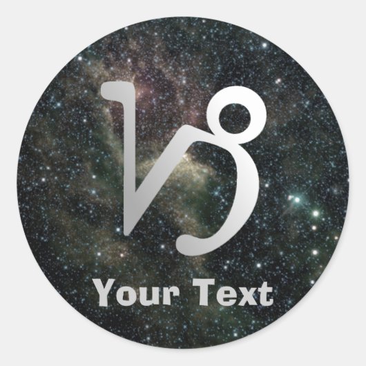 山羊座〔占星術の〕十二宮図ユニバースネームギフトラベル蔵書票 ラウンドシール (正面)