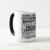 山羊座〔占星術の〕十二宮図ワードクラウドインスピレーション モーフィングマグカップ (正面左)