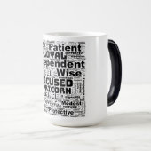 山羊座〔占星術の〕十二宮図ワードクラウドインスピレーション モーフィングマグカップ (正面右)