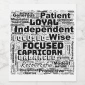 山羊座〔占星術の〕十二宮図ワードクラウドインスピレーション ワインラベル (シングルラベル)