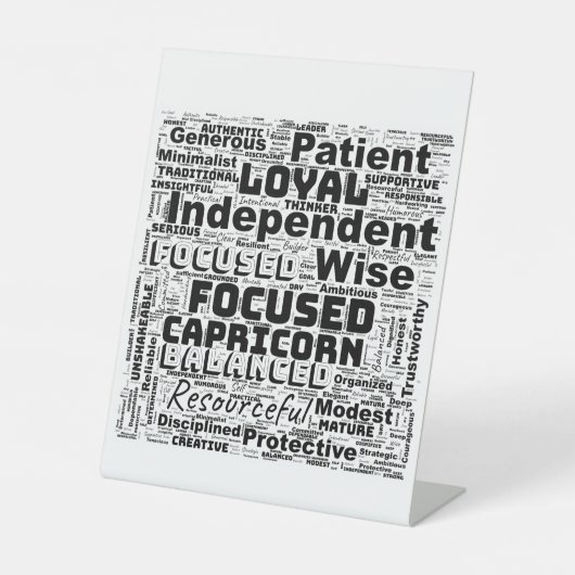 山羊座〔占星術の〕十二宮図ワードクラウドインスピレーション 台座サイン (正面)