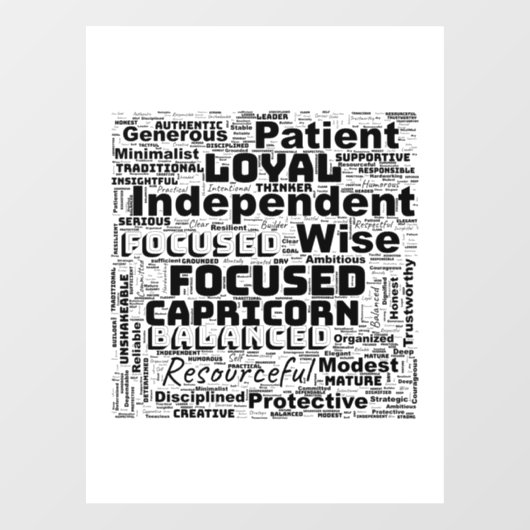 山羊座〔占星術の〕十二宮図ワードクラウド吸気ウォールデカール ウィンドウサイン (シート)