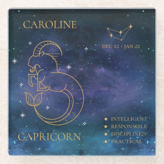 山羊座〔占星術の〕十二宮図占星術の名ギフト ガラスコースター (正面)
