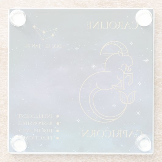 山羊座〔占星術の〕十二宮図占星術の名ギフト ガラスコースター (裏面)