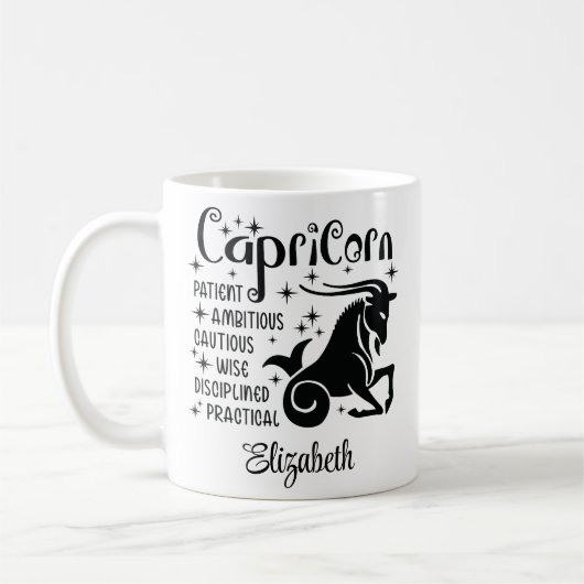 山羊座〔占星術の〕十二宮図占星術名前をカスタムする コーヒーマグカップ (左)
