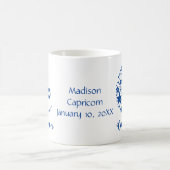 山羊座〔占星術の〕十二宮図占星術誕生日ブルーホワイト コーヒーマグカップ (中央)
