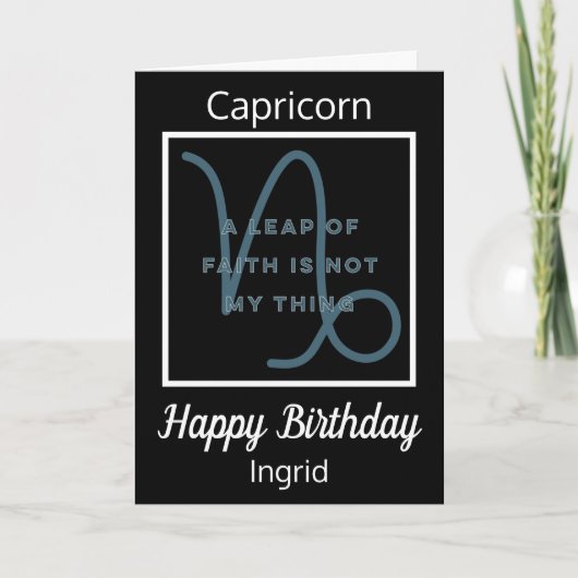 山羊座〔占星術の〕十二宮図引用文ブラック&ホワイト誕生日カード カード (正面)