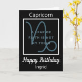 山羊座〔占星術の〕十二宮図引用文ブラック&ホワイト誕生日カード カード (黄色い花)