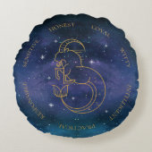 山羊座〔占星術の〕十二宮図徴候Astrology性格特徴 ラウンドクッション (正面)