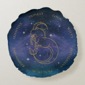 山羊座〔占星術の〕十二宮図徴候Astrology性格特徴 ラウンドクッション (裏面)