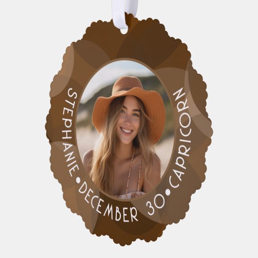 山羊座〔占星術の〕十二宮図星占いサイン写真誕生日 オーナメントカード (左)