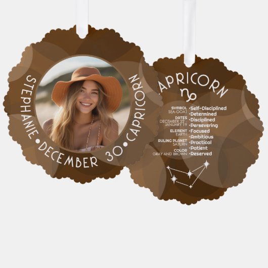 山羊座〔占星術の〕十二宮図星占いサイン写真誕生日 オーナメントカード (正面/裏面)