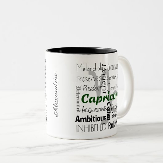 山羊座〔占星術の〕十二宮図星占い形質コラージュ ツートーンマグカップ (正面右)