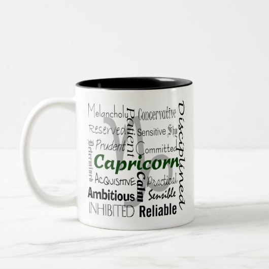 山羊座〔占星術の〕十二宮図星占い形質コラージュ ツートーンマグカップ (左)
