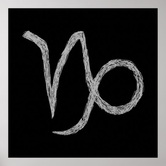 山羊座。〔占星術の〕十二宮図星占い標識。ブラック. ポスター (正面)