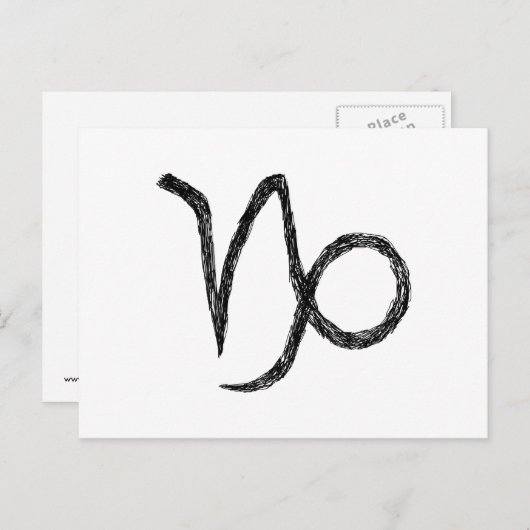 山羊座。〔占星術の〕十二宮図星占い標識。ブラック. ポストカード (正面/裏面)