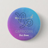 山羊座〔占星術の〕十二宮図星印占星術星座 缶バッジ (正面)
