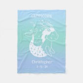 山羊座〔占星術の〕十二宮図星名誕生日ブルーベビー フリースブランケット (正面)