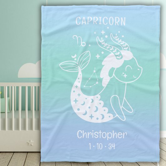 山羊座〔占星術の〕十二宮図星名誕生日ブルーベビー フリースブランケット