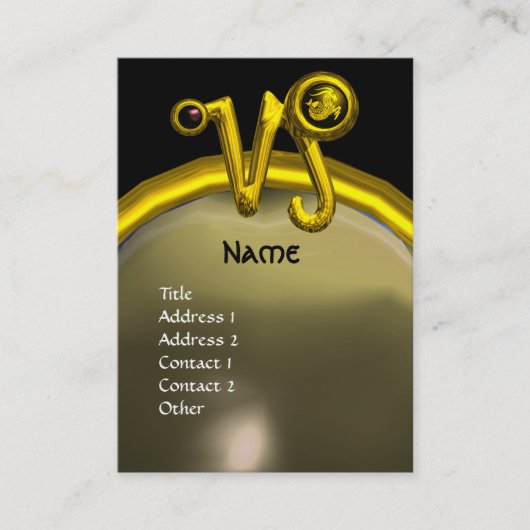 山羊座〔占星術の〕十二宮図標識ジュエルモノグラム 名刺 (正面)