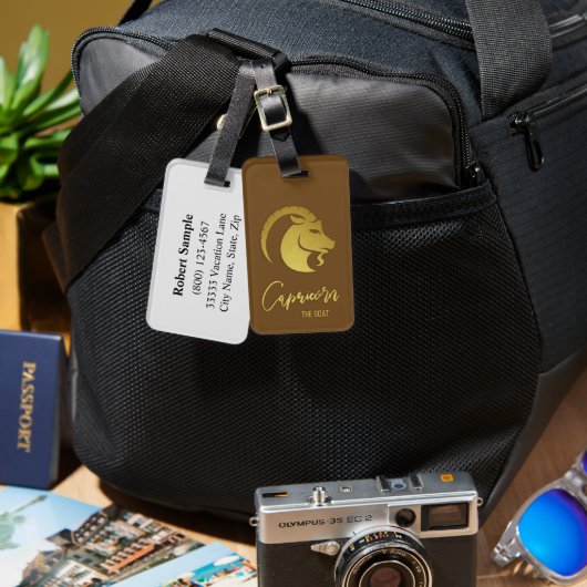 山羊座〔占星術の〕十二宮図標識ラゲージタグ ラゲッジタグ (正面&裏面)