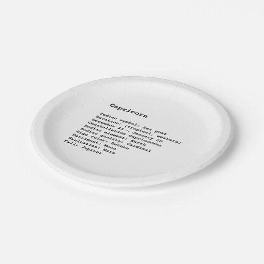 山羊座〔占星術の〕十二宮図標識占星術白黒誕生 ペーパープレート (アングル)