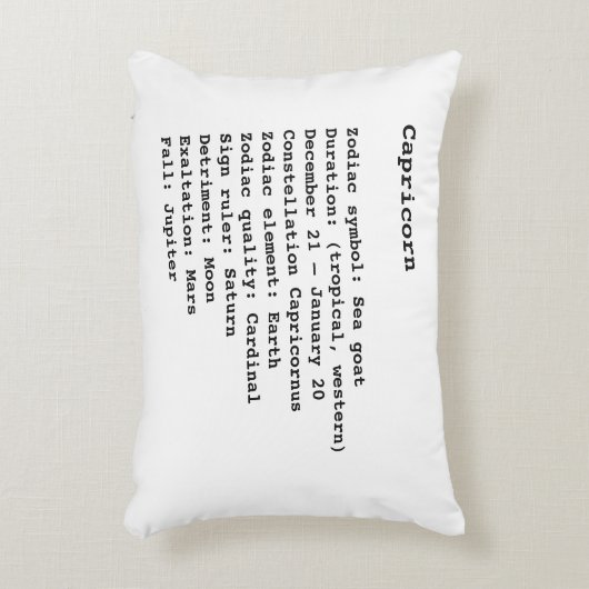 山羊座〔占星術の〕十二宮図標識占星術白黒 アクセントクッション (正面(垂直))