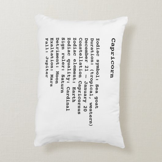 山羊座〔占星術の〕十二宮図標識占星術白黒 アクセントクッション (裏面(縦))