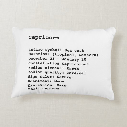 山羊座〔占星術の〕十二宮図標識占星術白黒 アクセントクッション (裏面)