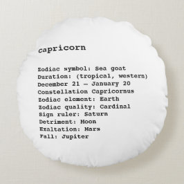 山羊座〔占星術の〕十二宮図標識占星術白黒 ラウンドクッション