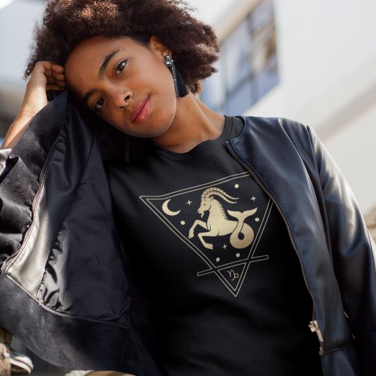 山羊座〔占星術の〕十二宮図標識地球要素金ゴールド Tシャツ