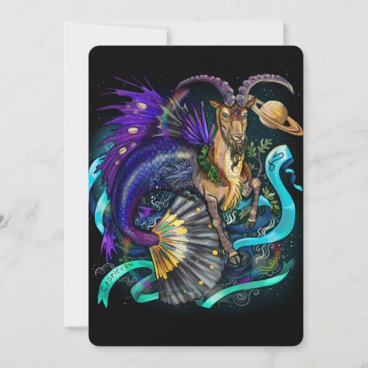 山羊座〔占星術の〕十二宮図標識招待状 招待状 (正面)