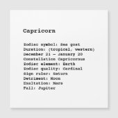 山羊座〔占星術の〕十二宮図標識星占い白黒磁石 (正面)