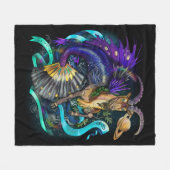 山羊座〔占星術の〕十二宮図標識 フリースブランケット (正面(横))