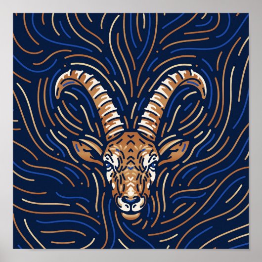 山羊座〔占星術の〕十二宮図標識 |〔占星術の〕十二宮図デジタルプリント ポスター (正面)