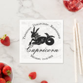 山羊座〔占星術の〕十二宮図白黒占星術ヴィンテージ スタンダードカクテルナプキン (インサイチュ)