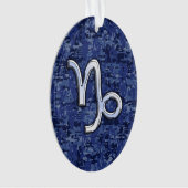 山羊座〔占星術の〕十二宮図記号オンブルーデジタル迷彩柄 オーナメント (正面)