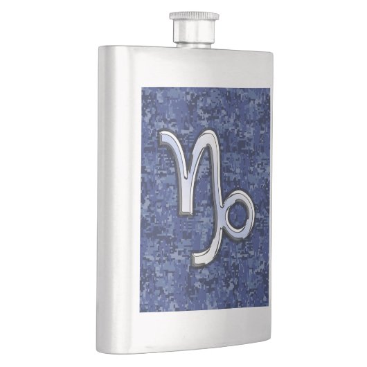 山羊座〔占星術の〕十二宮図記号オンブルーデジタル迷彩柄 フラスク (右)