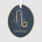 山羊座〔占星術の〕十二宮図記号金ゴールド青パーソナライズされた オーナメント (正面)