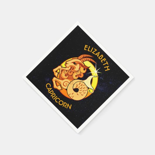 山羊座〔占星術の〕十二宮図誕生日の署名と名前 スタンダードカクテルナプキン (角)