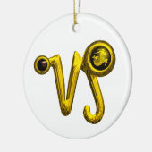 山羊座〔占星術の〕十二宮図誕生日ジュエルブラックオニキス金ゴールド セラミックオーナメント (左)