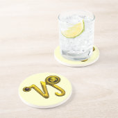 山羊座〔占星術の〕十二宮図誕生日ジュエル金ゴールド、ブラックオニキス コースター (側面)