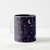 山羊座〔占星術の〕十二宮図 占星術の ツートーンマグカップ (正面左)