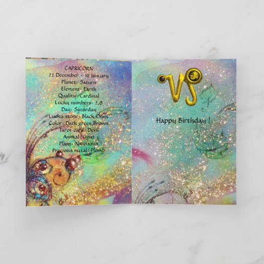 山羊座、悪魔、タロット星占い〔占星術の〕十二宮図誕生日 カード (内部)