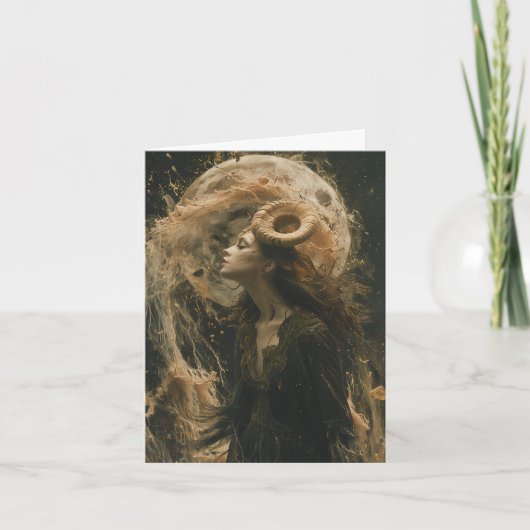 山羊座,悪魔,タロット星占い〔占星術の〕十二宮図誕生日 ノートカード (正面)