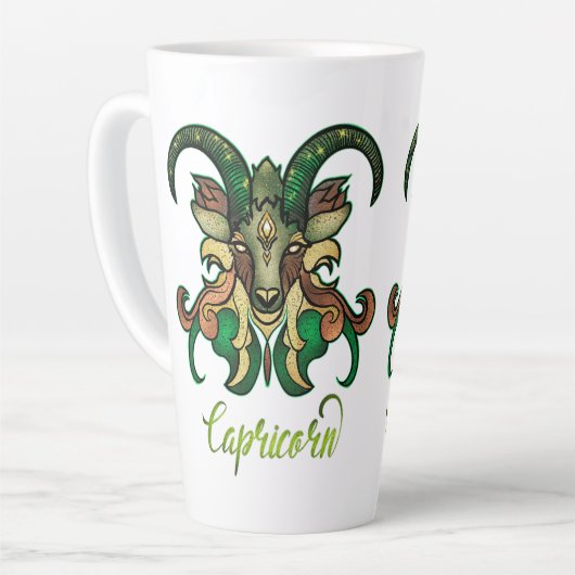 山羊座 緑茶 ブラウンシー ゴート キラキラ カフェラテマグ (左アングル)