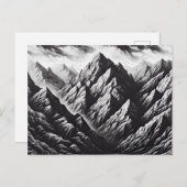 山肌の粗いモノクローム石壁 ポストカード (正面/裏面)