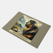 山背景チベット語マスチフ頭ドアマット ドアマット (アングル)