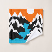 山脈が流れる川の風景 バスタオルセット (ウォッシュタオル)