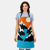 山脈に沿った山脈の川の風景 エプロン (着用した状態)